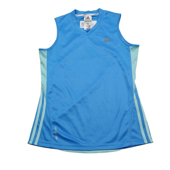 Adidas Shirt Womens S Blue V Neck Sleeveless Pullover Activewear Tank Top - Picture 1 of 15